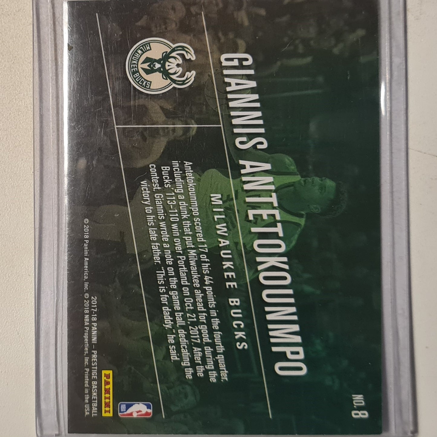 Giannis Antetokounmpo 2017-18 Panini Prestige highlight reel #8 NBA Basketball Milwaukee Bucks very good