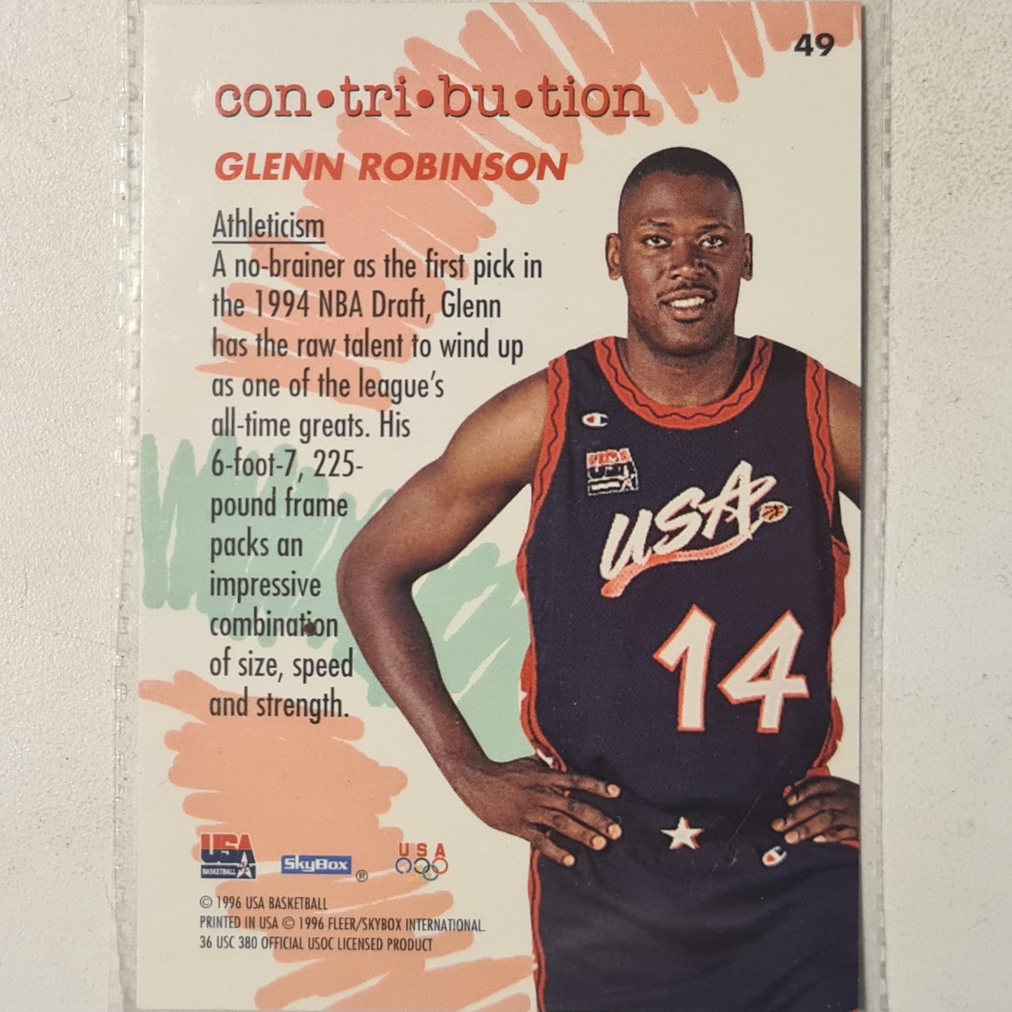 Glenn Robinson Skybox USA #49 NBA Basketball Milwaukee Bucks very good sleeved