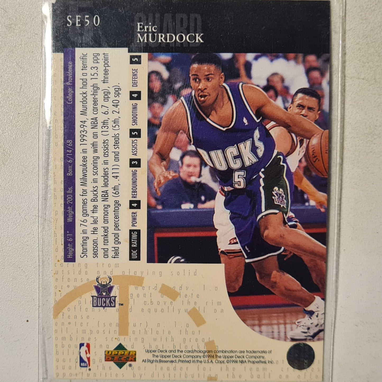 Eric Murdock 1994 Upper-Deck chrome SE50 NBA Basketball Milwaukee Bucks good sleeved