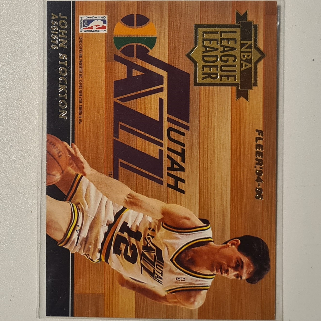 John Stockton 1995 Fleer 94-95 League Leader  NBA Basketball Utah Jazz Excellent/mint
