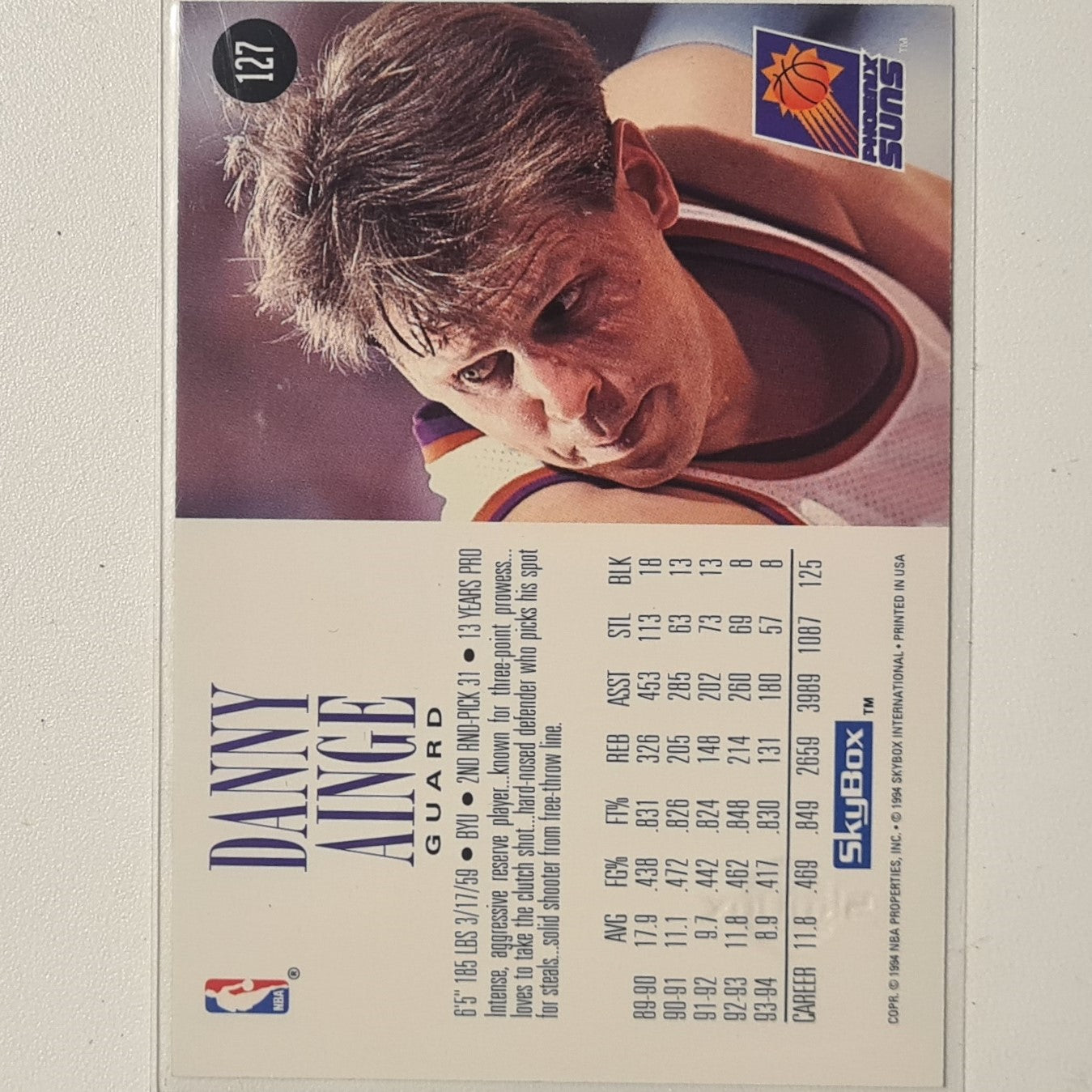 Danny Ainge 1994 Skybox #127 NBA Basketball Phoenix Suns excellent Sleeved