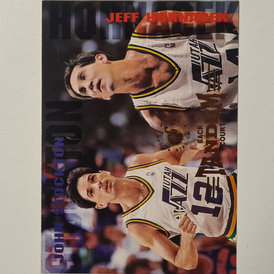 John Stockton Jeff Hornacek 1995 Topps tandem #277 NBA Basketball Utah Jazz Excellent Sleeved