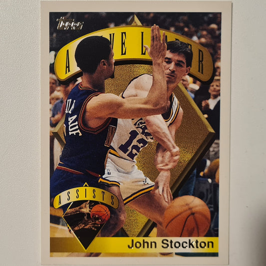 John Stockton  1995 Topps Active Leader Assists #3 NBA Basketball Utah Jazz Excellent Sleeved