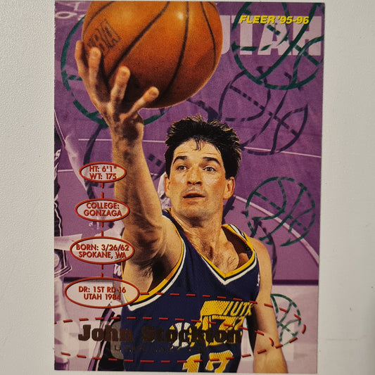 John Stockton 1995 Fleer 95-96  #190 NBA Basketball Utah Jazz Excellent Sleeved