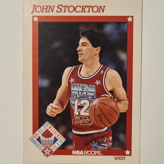 John Stockton 1991 NBA Hoops Charlotte all-star #271 NBA Basketball Utah Jazz Excellent Sleeved