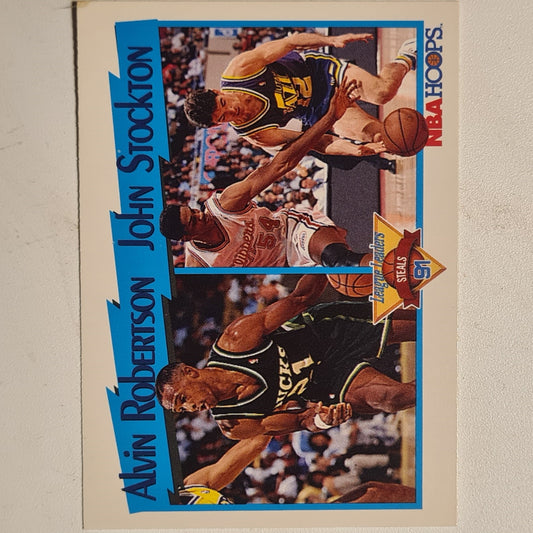 John Stockton 1991 NBA Hoops league leaders steals #310 NBA Basketball Utah Jazz Excellent Sleeved