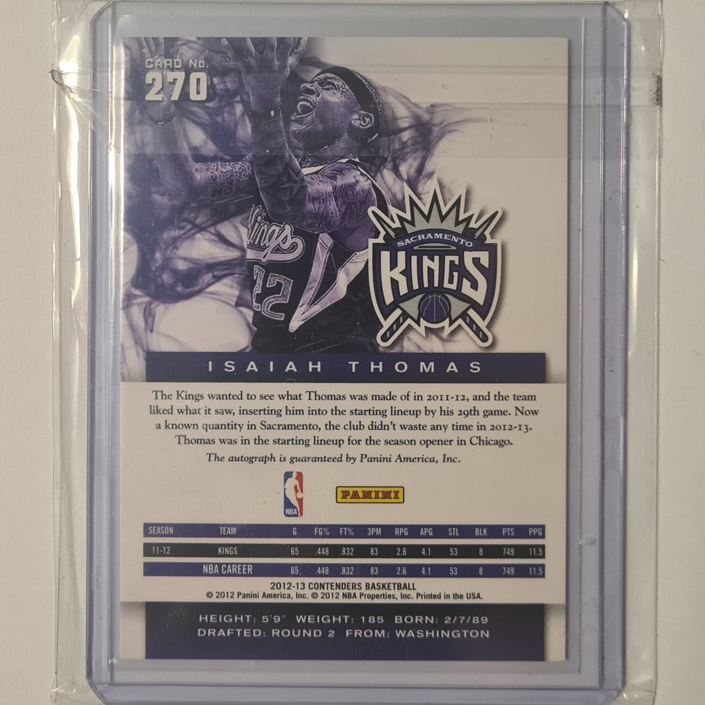 Isaiah Thomas 2012-13 Panini Contenders Rookie RC Auto #270 NBA Basketball Sacramento Kings  excellent+