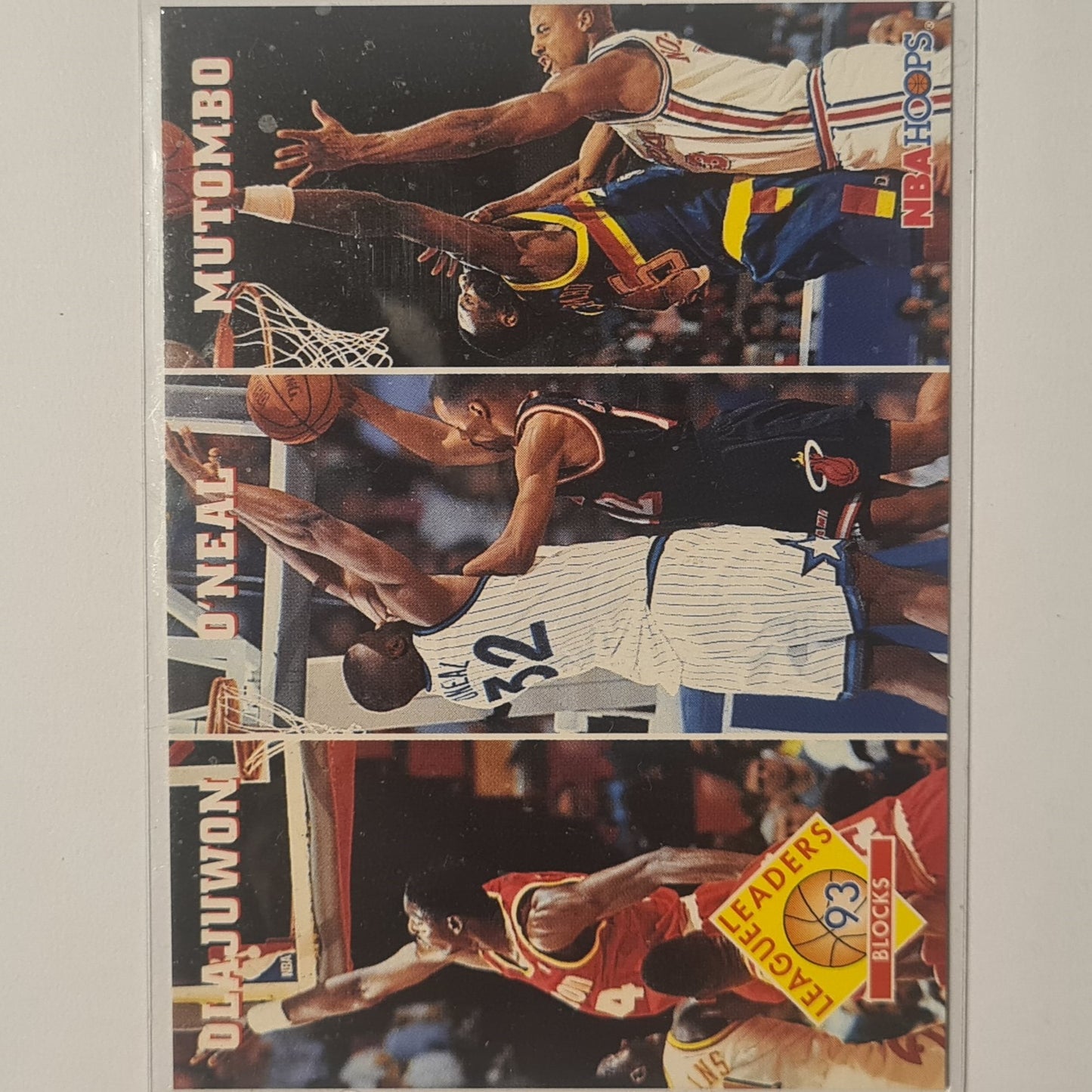 Shaquille O'Neal Hakeem Olajuwon 1993 Skybox league leaders #292 NBA Basketball  excellent+