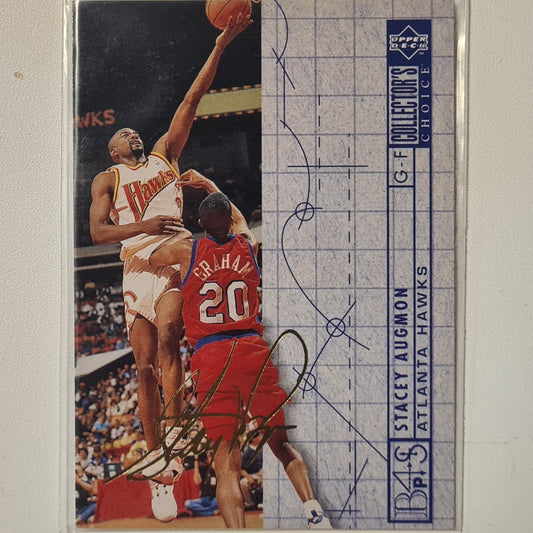 Stacey Augmon 1994 Upper-Deck Blueprint gold auto print #372 NBA Basketball Atlanta Hawks Excellent sleeved