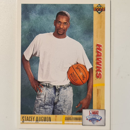 Stacey Augmon 1991 Upper-Deck Draft Rookie RC  #5 NBA Basketball Atlanta Hawks Excellent + sleeved