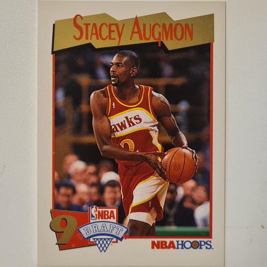 Stacey Augmon 1991 NBA Hoops Draft Rookie RC  #554 NBA Basketball Atlanta Hawks Excellent + sleeved