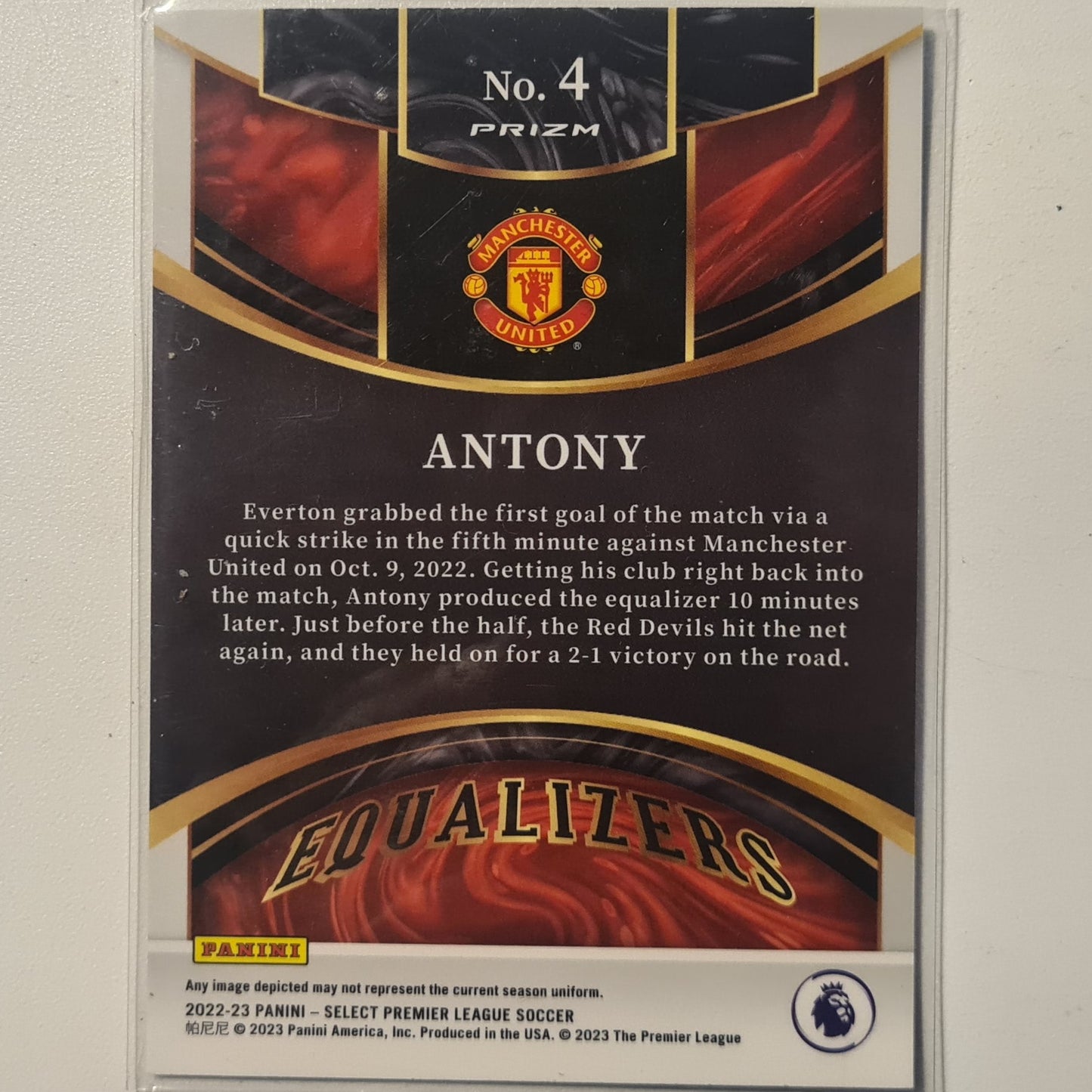 Antony 2022-23 Panini Select premier league Prizm refractor #4 football Manchester United excellent+