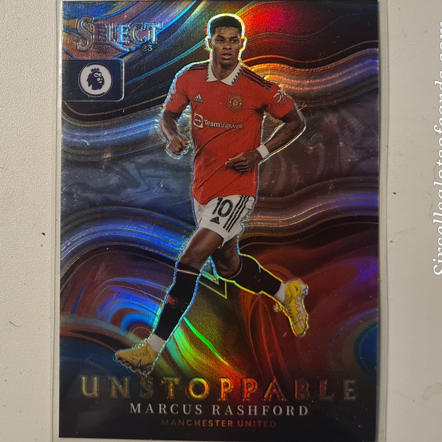 Marcus Rashford 2022-23 Panini Select unstoppable refractor #12 football Manchester United good sleeved
