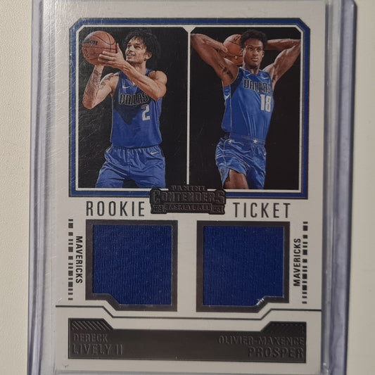 Dereck Lively oliver maxence prosper 2023 Panini Contenders rookie ticket dual patch RT2-MAV Basketball Dallas Mavericks excellent/mint