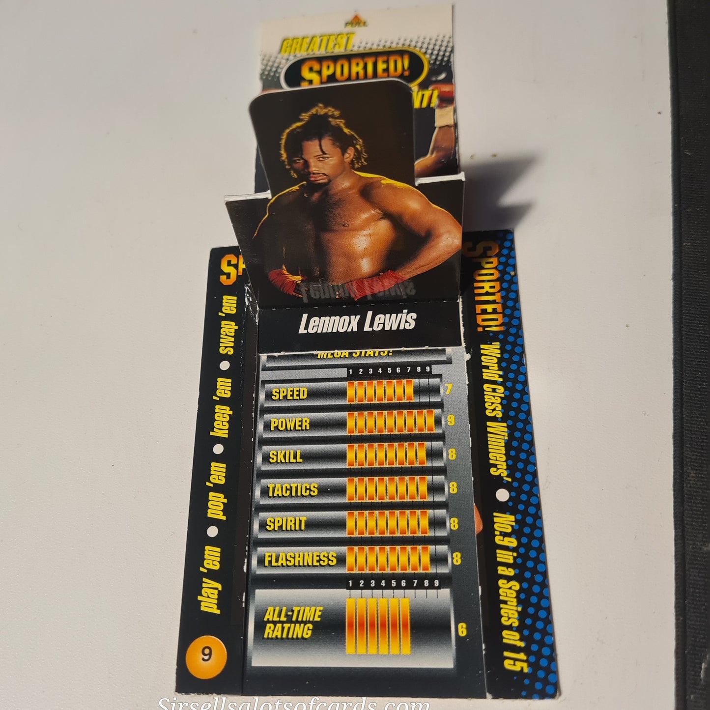 Lennox Lewis 90's sported world class winners pop up card  Boxing #9 fair some wear but works