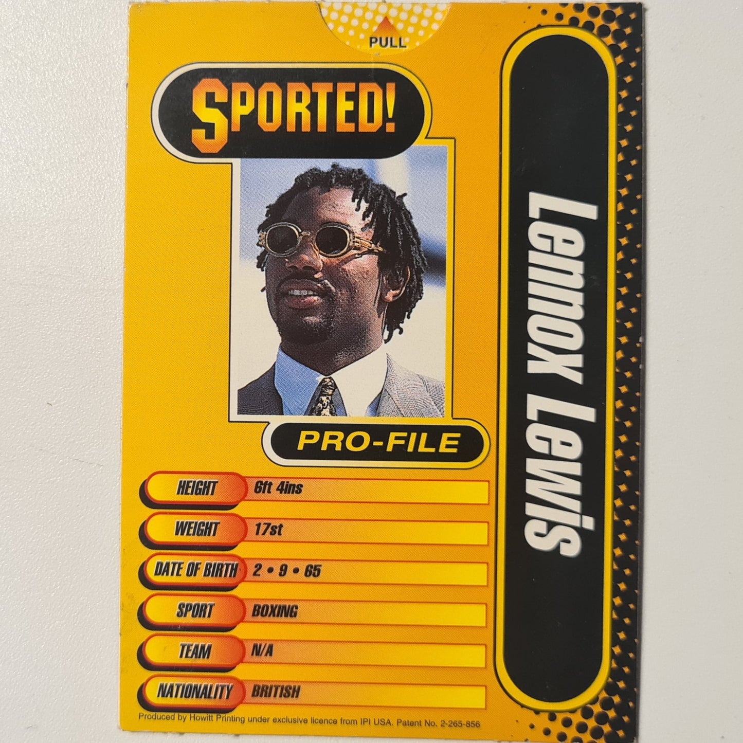 Lennox Lewis 90's sported world class winners pop up card  Boxing #9 fair some wear but works