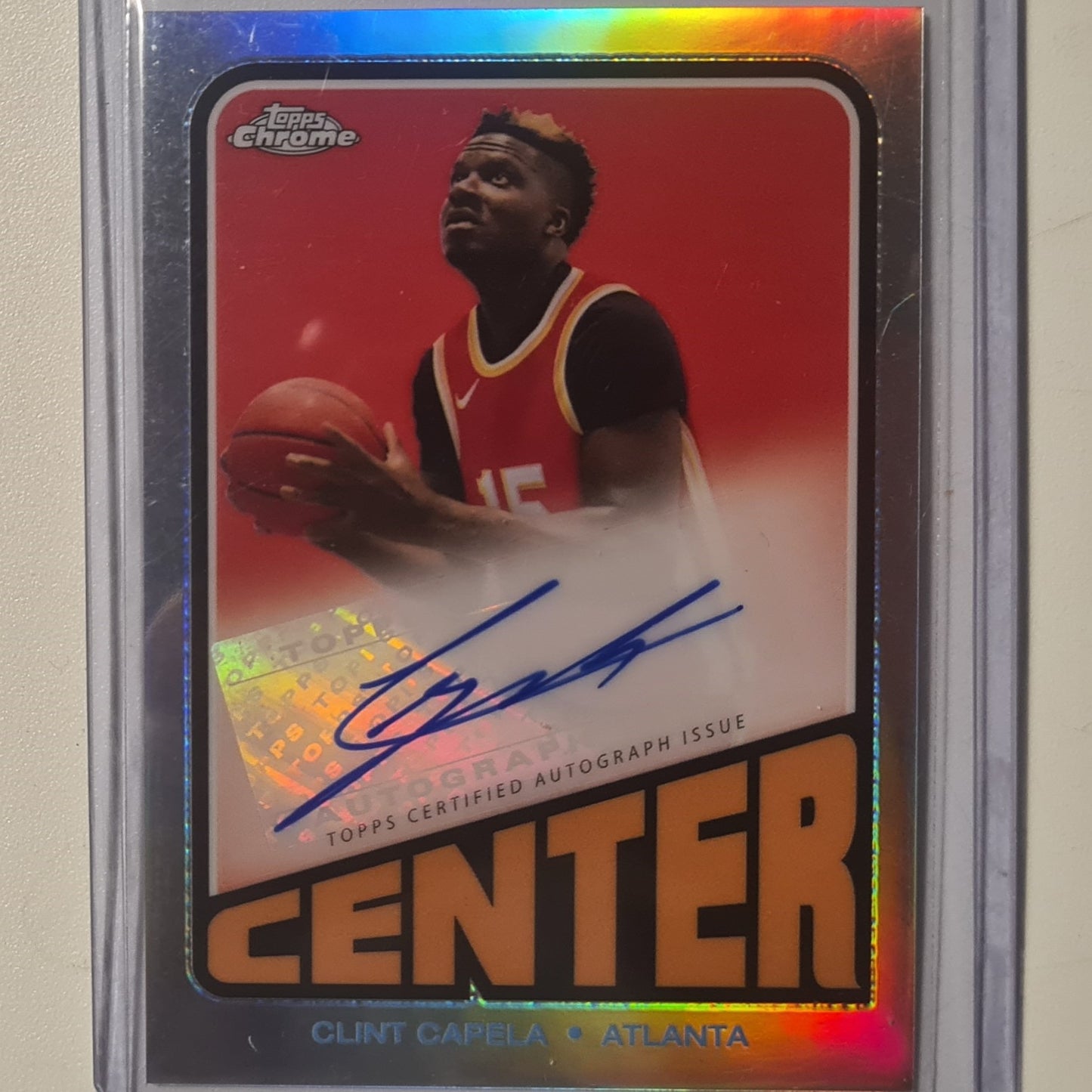 Clint Capela 2024 Topps Chrome refractor autograph auto TA-CC NBA Basketball Atlanta Hawks mint Sleeved