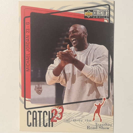Michael Jordan 1997 Upper-Deck Catch 23 #190 Traveling road show Chicago Bulls good Sleeved