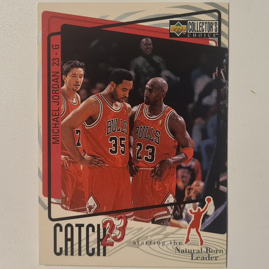 Michael Jordan 1997 Upper-Deck Catch 23 #195 natural born leaders Chicago Bulls good very good Sleeved