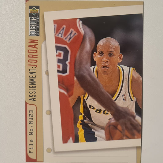 Michael Jordan 1997 Upper-Deck Assignment Jordan Reggie Miller #365 Chicago Bulls good very good Sleeved