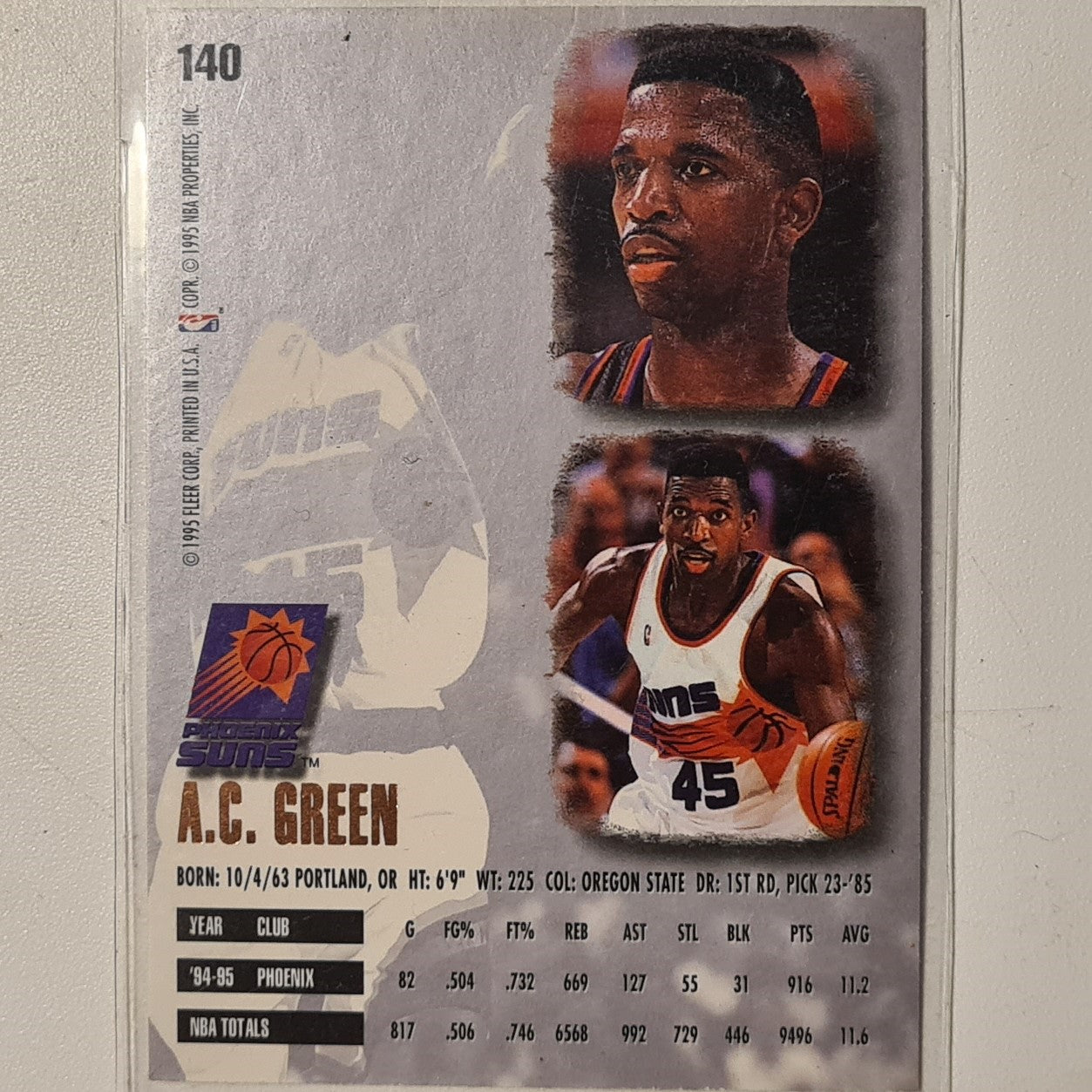 AC Green 1995 Fleer Ultra 95-96 #140 NBA Basketball Phoenix Suns Excellent Sleeved