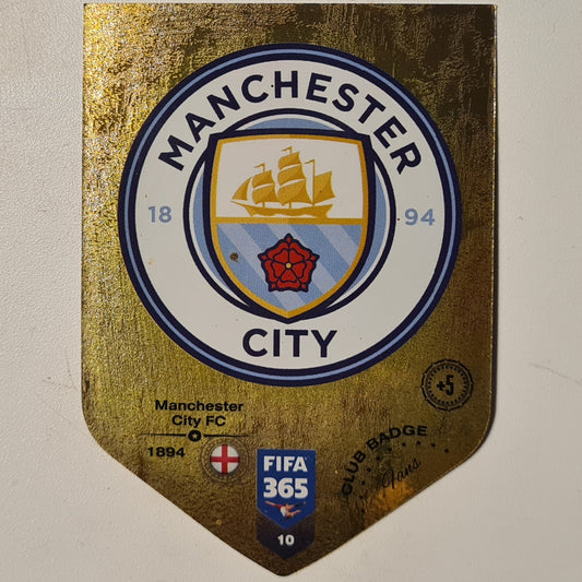 Manchester City Club badge gold die-cut insert 2019 Adrenalyn XL FIFA 365 #10 football  Excellent Sleeved