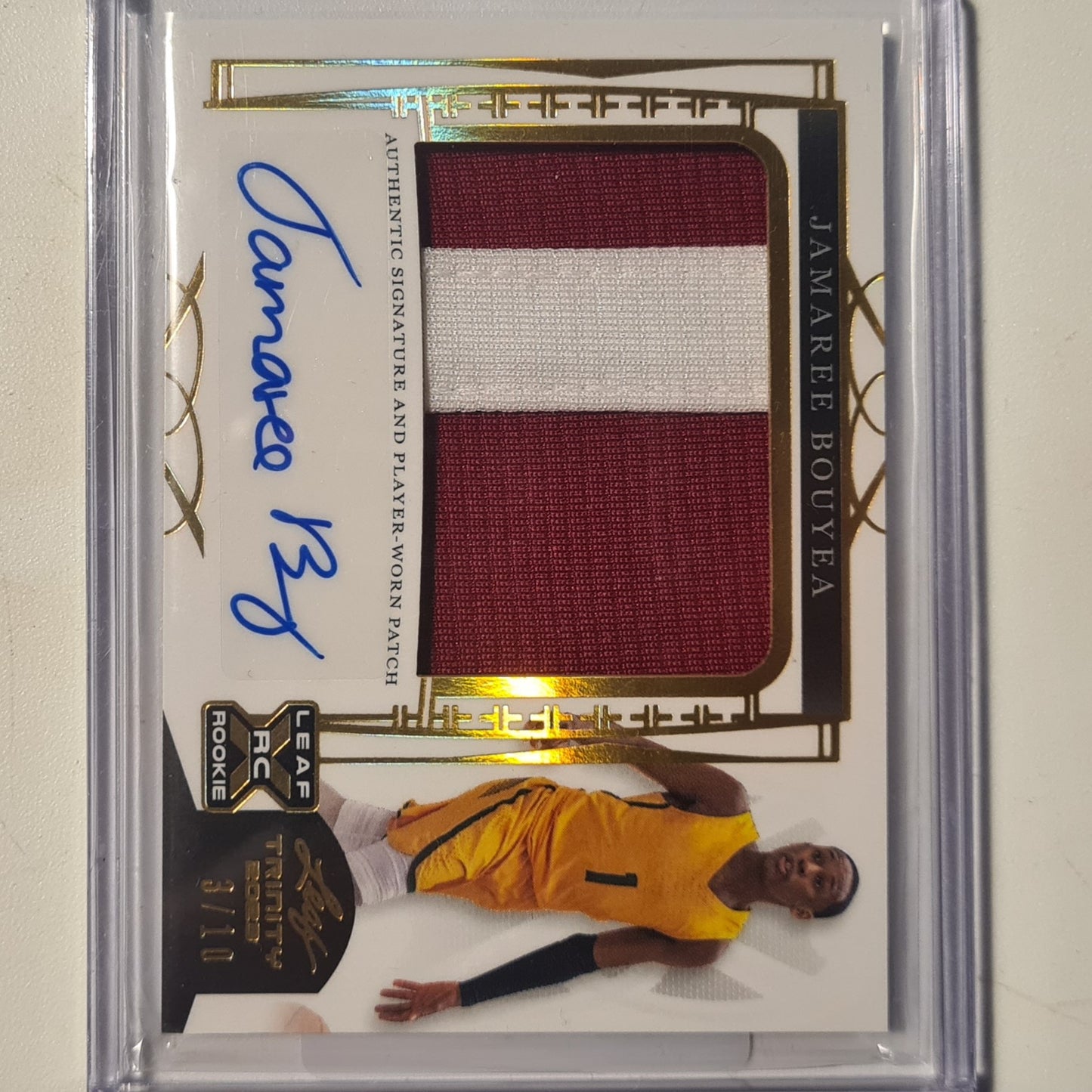 Jamaree Bouyea 2023 Leaf Trinity Auto Patch 3/10 PA-JB2 Basketball mint sleeved