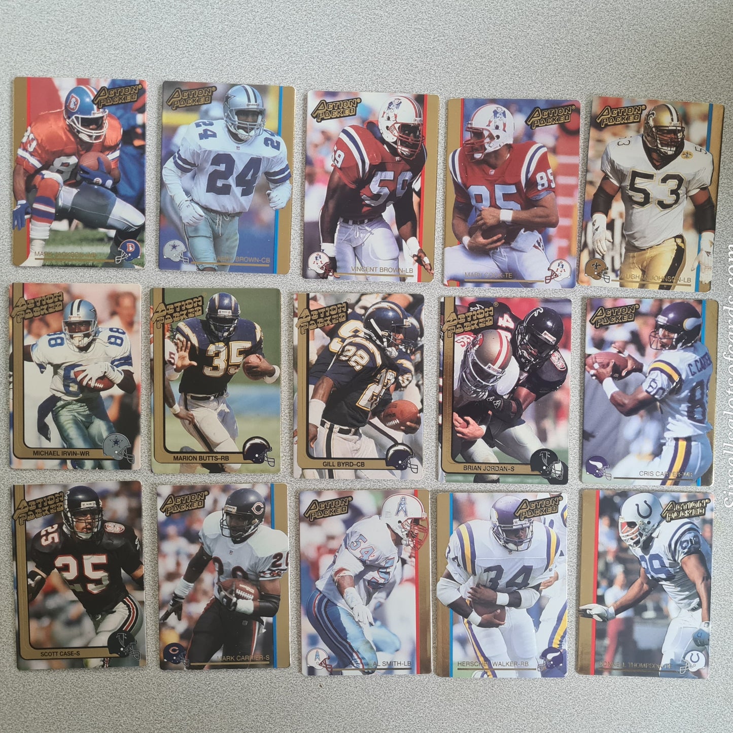 American football 1992 action packed NFL Trading cards collection bundle x15  excellent AM03