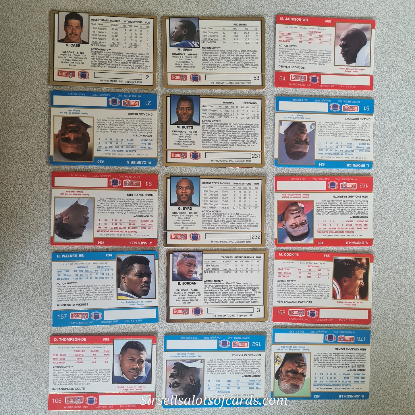 American football 1992 action packed NFL Trading cards collection bundle x15  excellent AM03