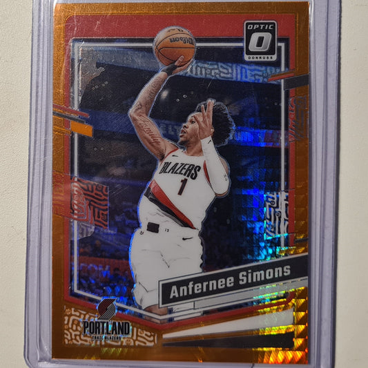 Anfernee Simons 2023-24 Panini Donruss Optic orange hyper prizm 38/99 #153 NBA Basketball Portland Trail Blazers mint