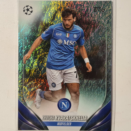 KHVICHA KVARATSKHELIA 2024 Topps champions league shimmer #199 Football Napoli excellent sleeved