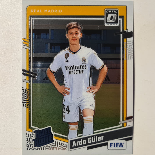 Arda Guler 2023-24 Panini Donruss rated rookie RC #184 Football Real Madrid mint sleeved