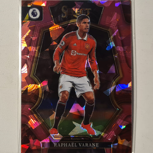 Raphael Varane 2022-23 Panini select premier league pink cracked ice #106 Football Manchester United mint sleeved