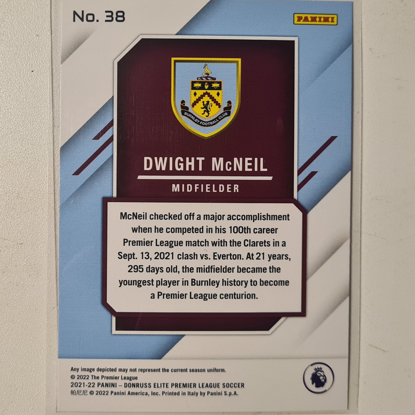 Dwight McNeil 2021-22 Panini Donruss Elite Premier League Fireworks #38 Soccer Football Burnley excellent/mint Sleeved
