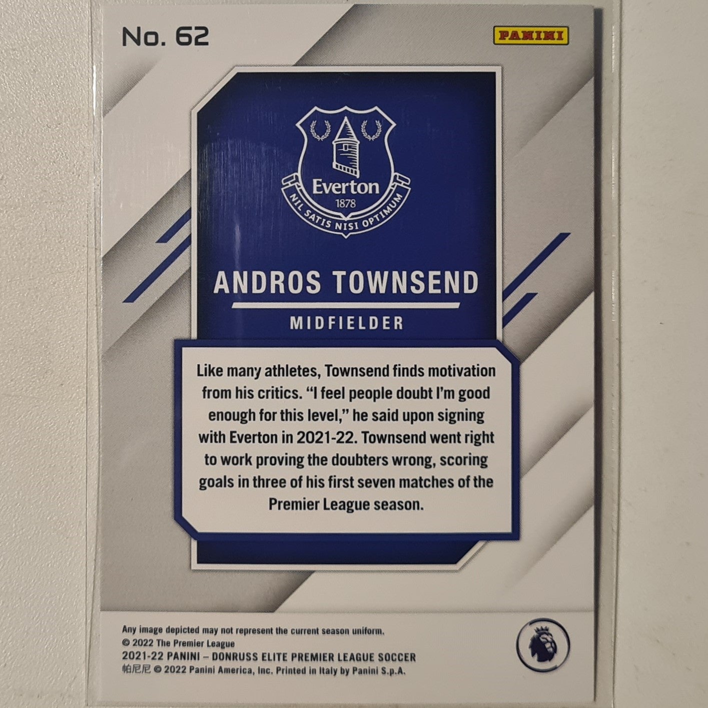 Andros Townsend 2021-22 Panini Donruss Elite Premier League Fireworks #62 Soccer Football Everton excellent/mint Sleeved