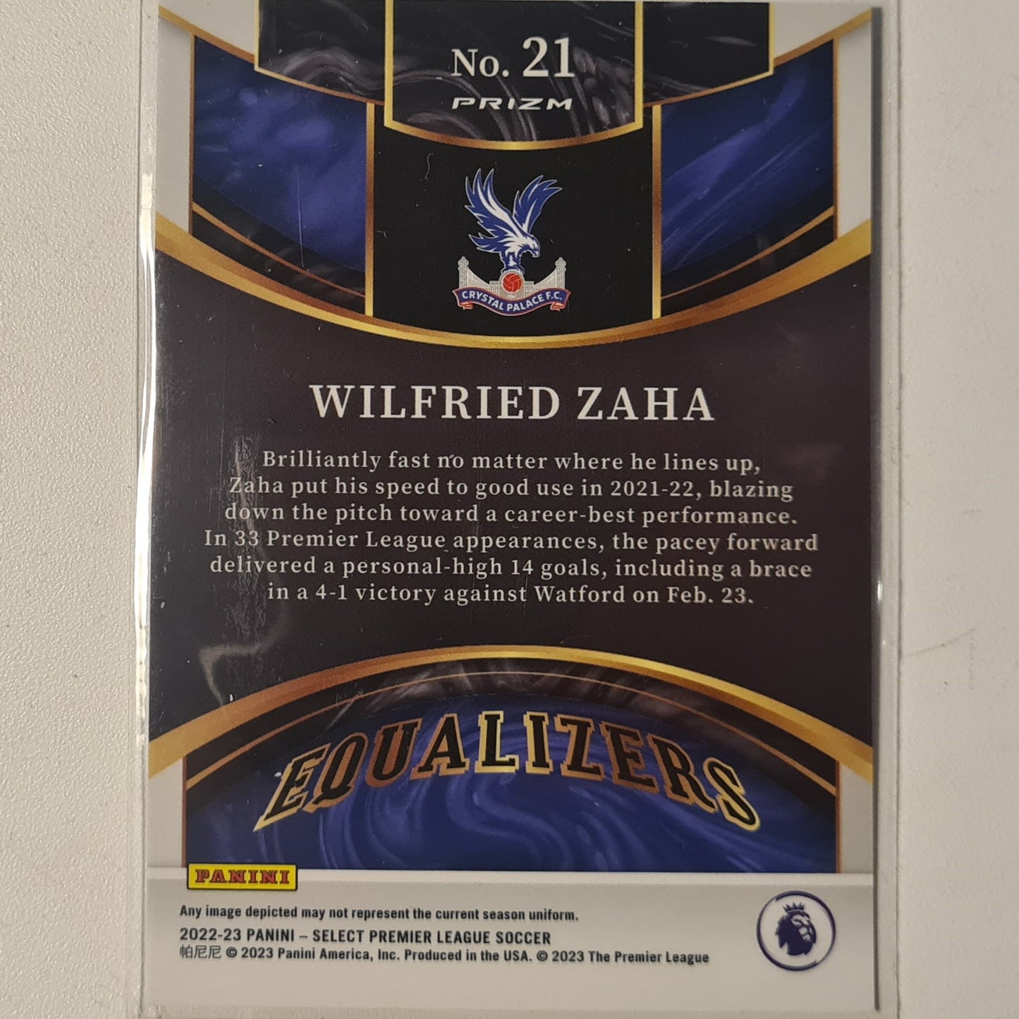 Wilfred Zaha 2022-23 Panini Select premier league Equalizers  refractor RC Rookie #21 Crystal Palace mint Sleeved