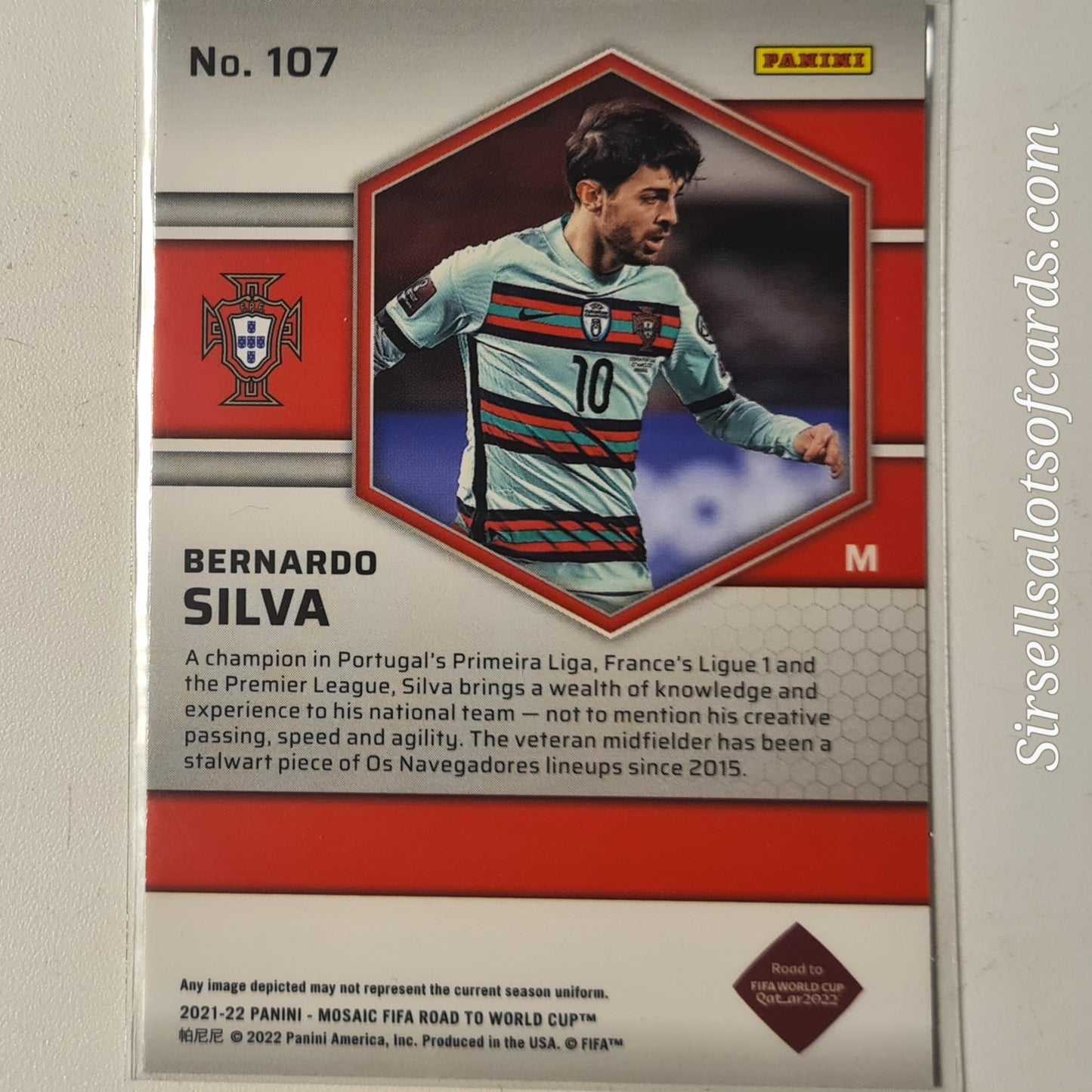 Bernardo Silva 2021-22 Panini Mosaic fifa road to world cup  #107 Soccer Portugal mint Sleeved