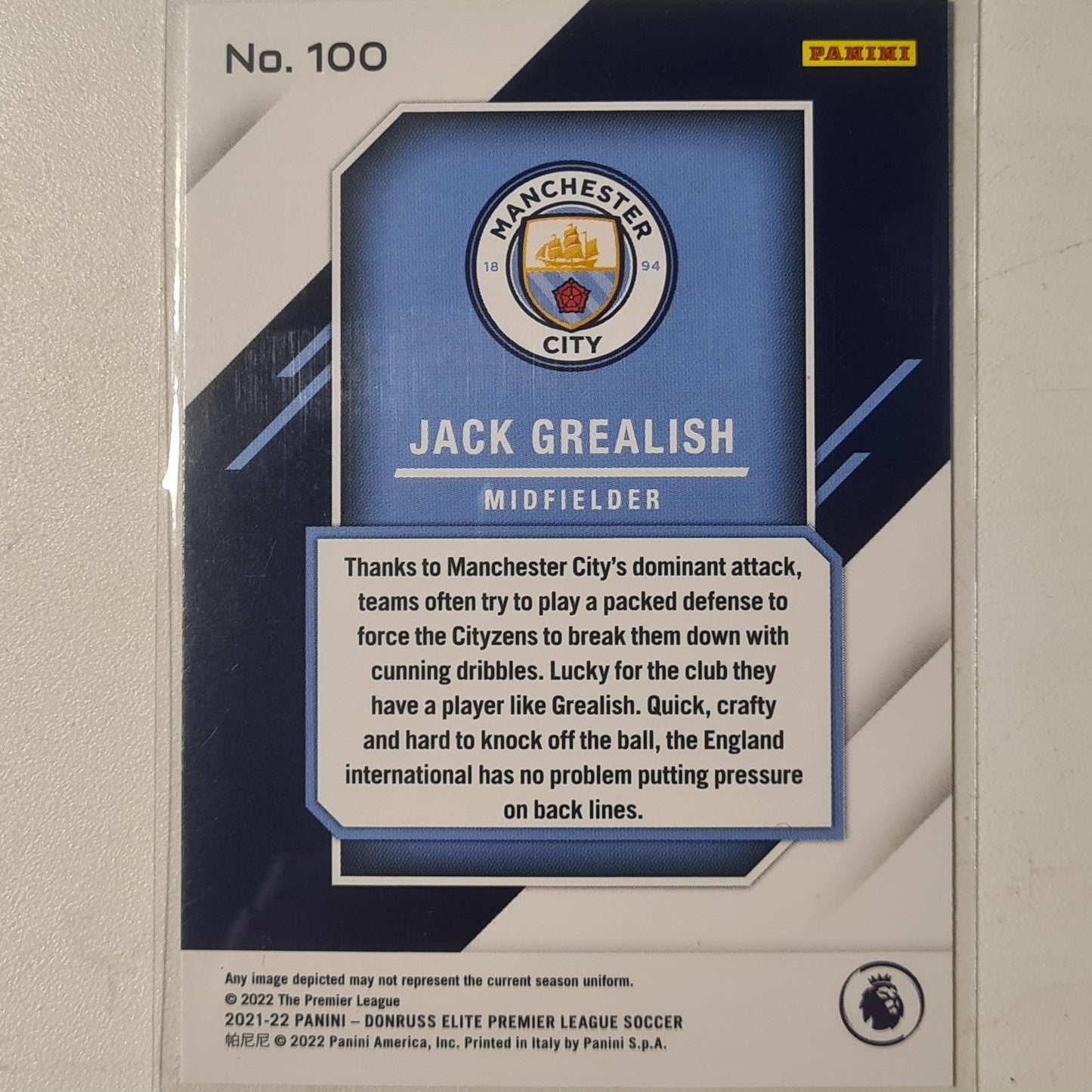 Jack Grealish 2021-22 Panini Donruss Elite Premier League Fireworks #100 Soccer Football Manchester City excellent/mint Sleeved