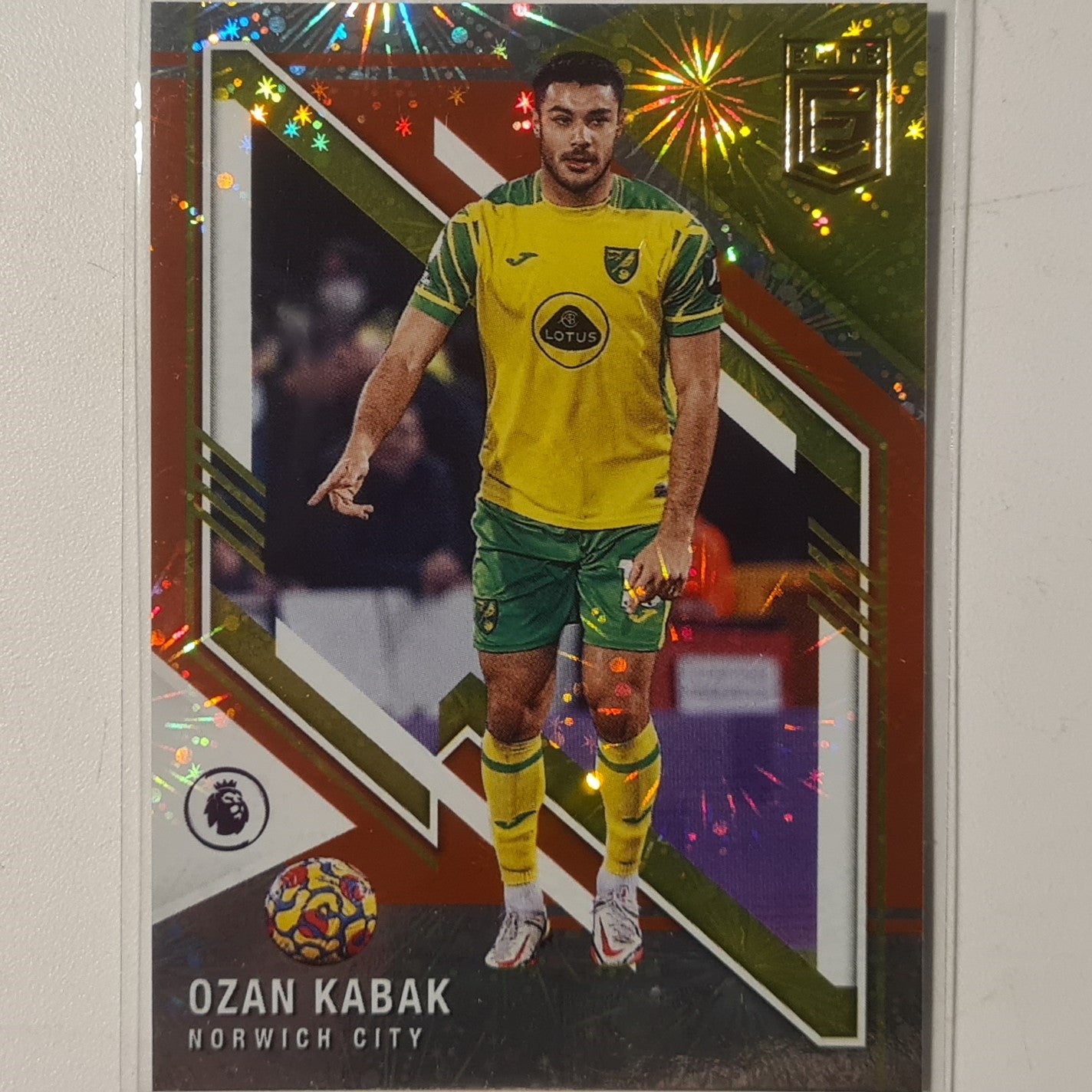 Ozan Kabak 2021-22 Panini Donruss Elite Premier League Fireworks #128 Soccer Football Norwich excellent/mint Sleeved