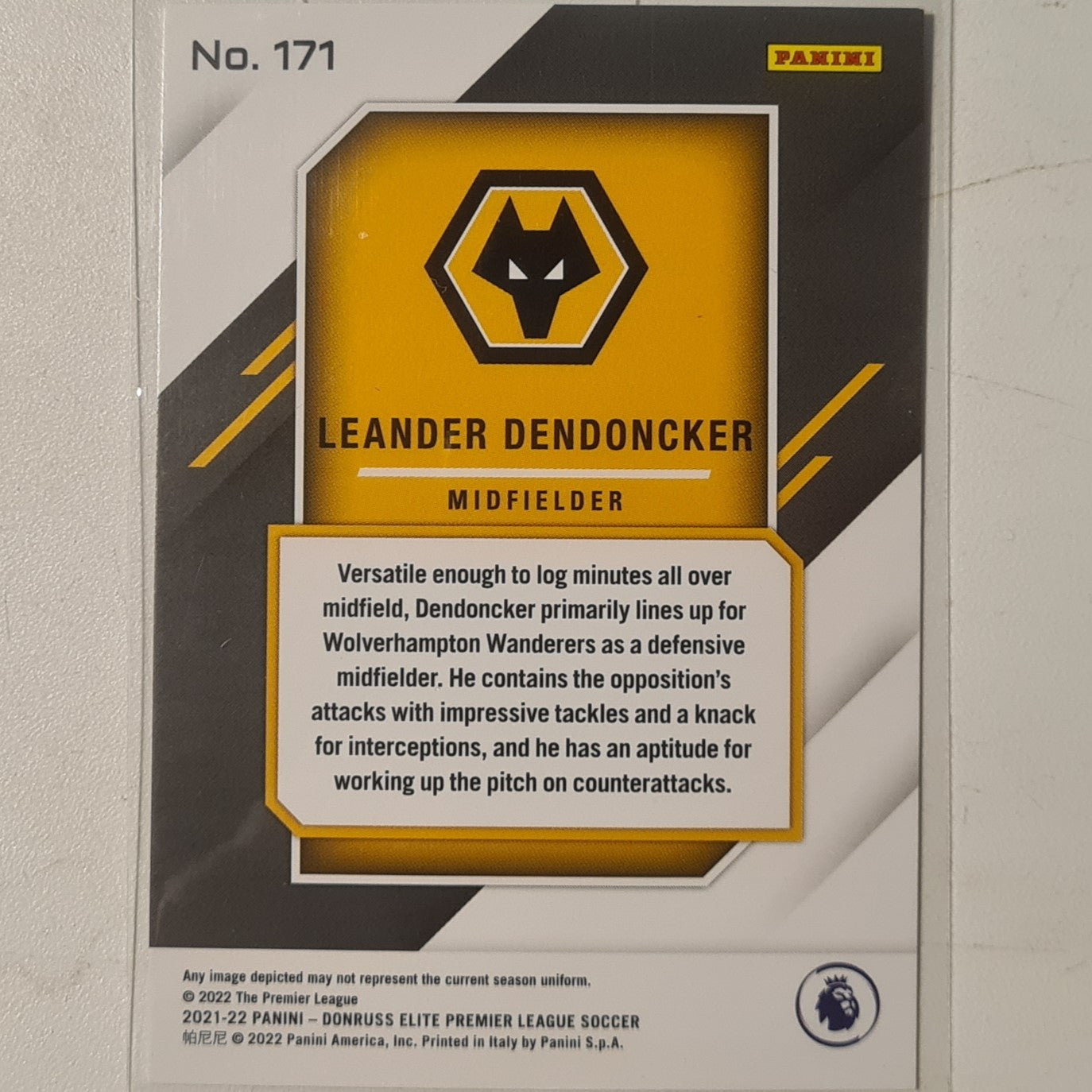 Leander Dendoncker 2021-22 Panini Donruss Elite Premier League Fireworks #171 Soccer Football Wolverhampton Wanderers ex-mint