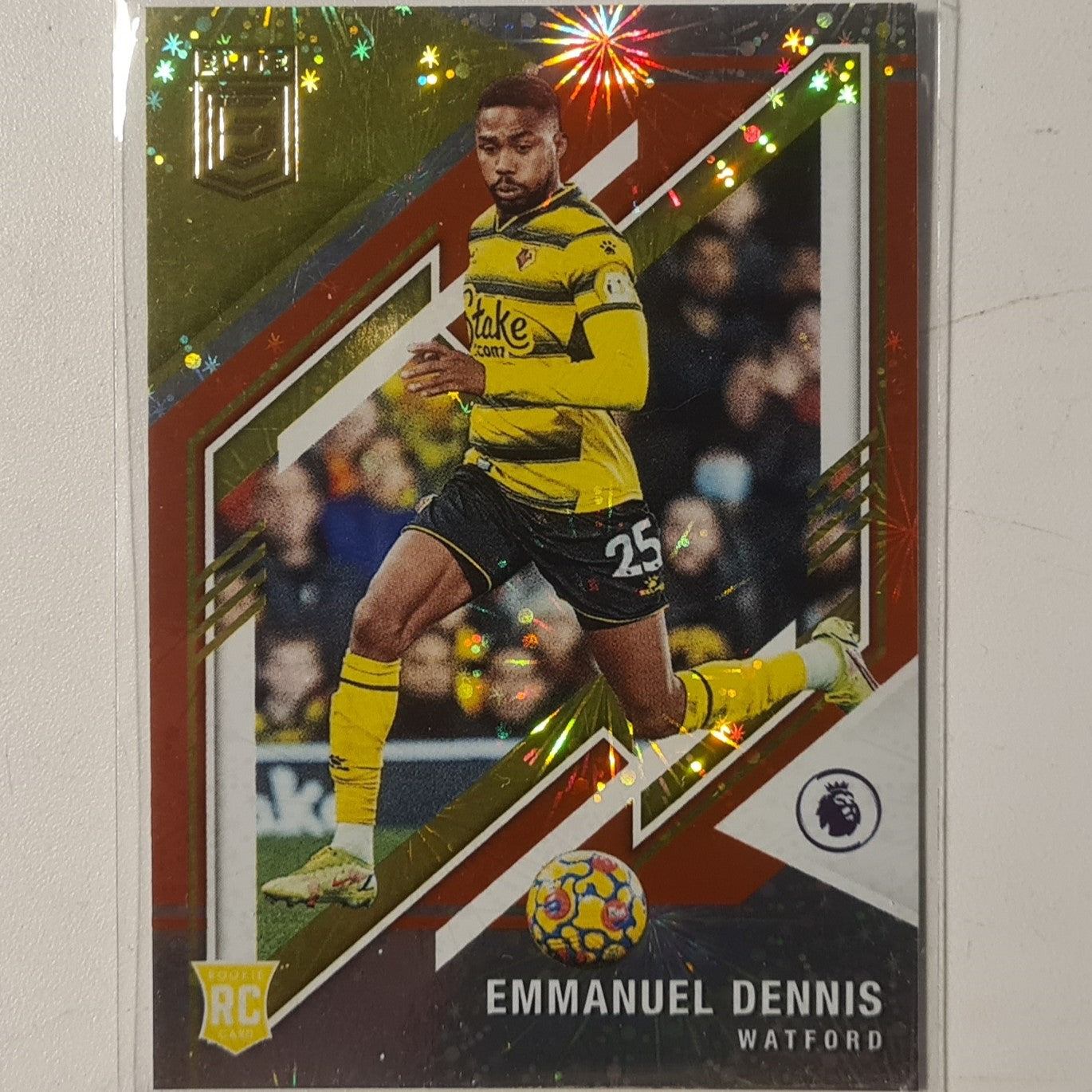 Emmanuel Dennis 2021-22 Panini Donruss Elite Premier League Fireworks Rookie RC #198 Soccer Football Watford ex-mint