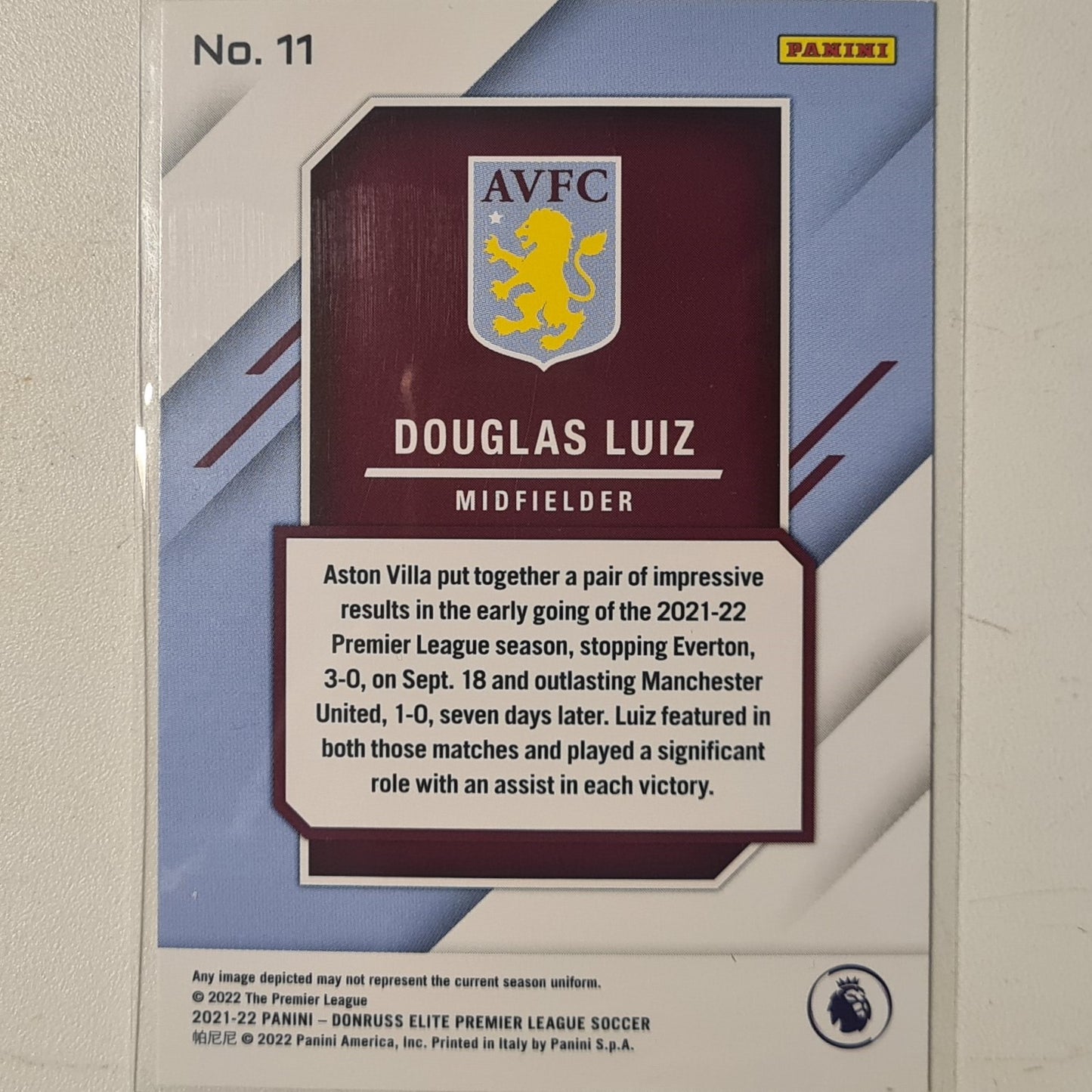 Douglas Luiz 2021-22 Panini Donruss Elite Premier League Fireworks #11 Soccer Football Aston Villa ex-mint