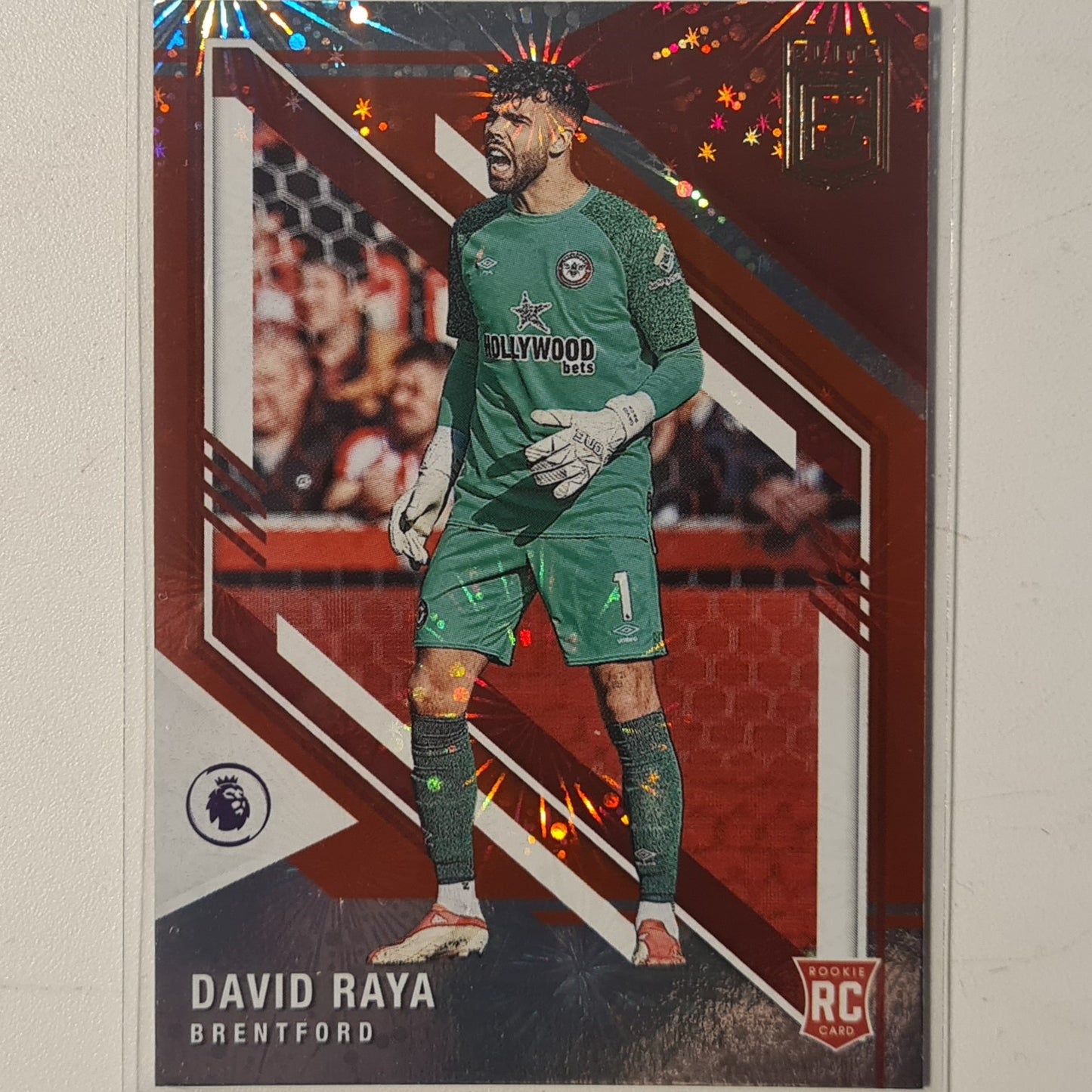 David Raya 2021-22 Panini Donruss Elite Premier League Fireworks Rookie RC #20 Soccer Football Brentford ex-mint