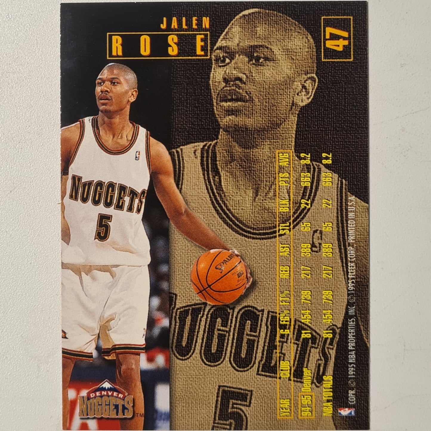 Jalen Rose 1995 Fleer 95-96  #47 NBA Basketball Denver Nuggets Excellent Sleeved