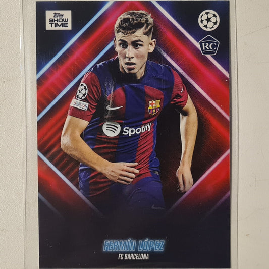 Fermin Lopez 2024 Topps show time champions league Rookie RC Football Barcelona Ex-Mint Sleeved
