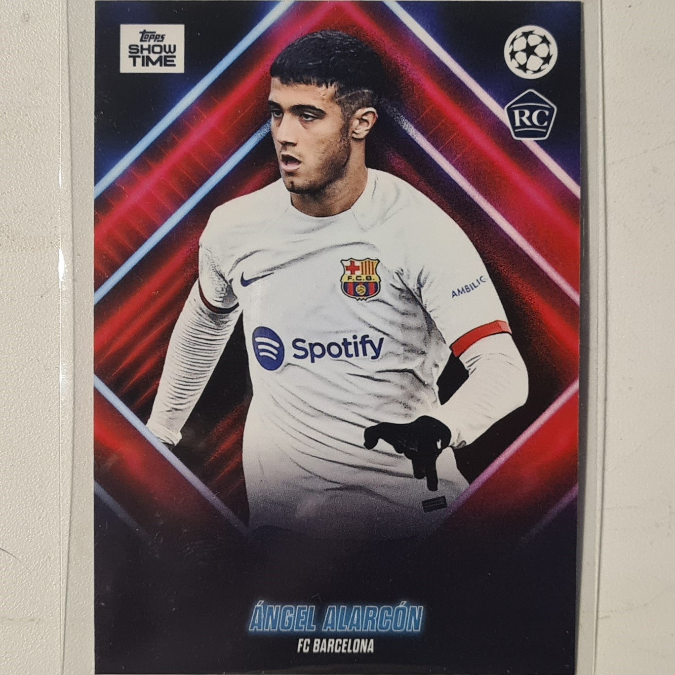 Angel Alarcon 2024 Topps show time champions league Rookie RC Football Barcelona Ex-Mint Sleeved
