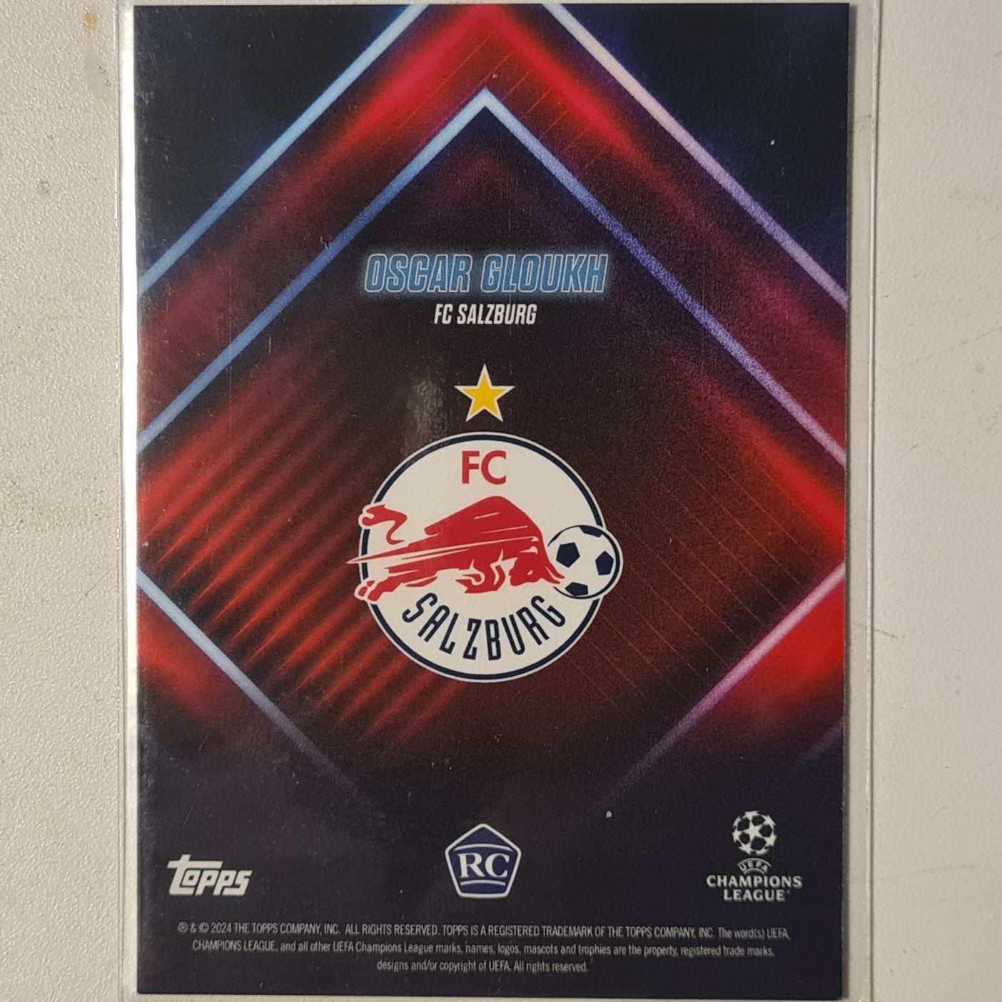 Oscar Gloukh 2024 Topps show time champions league Rookie RC Football Salzburg Ex-Mint Sleeved