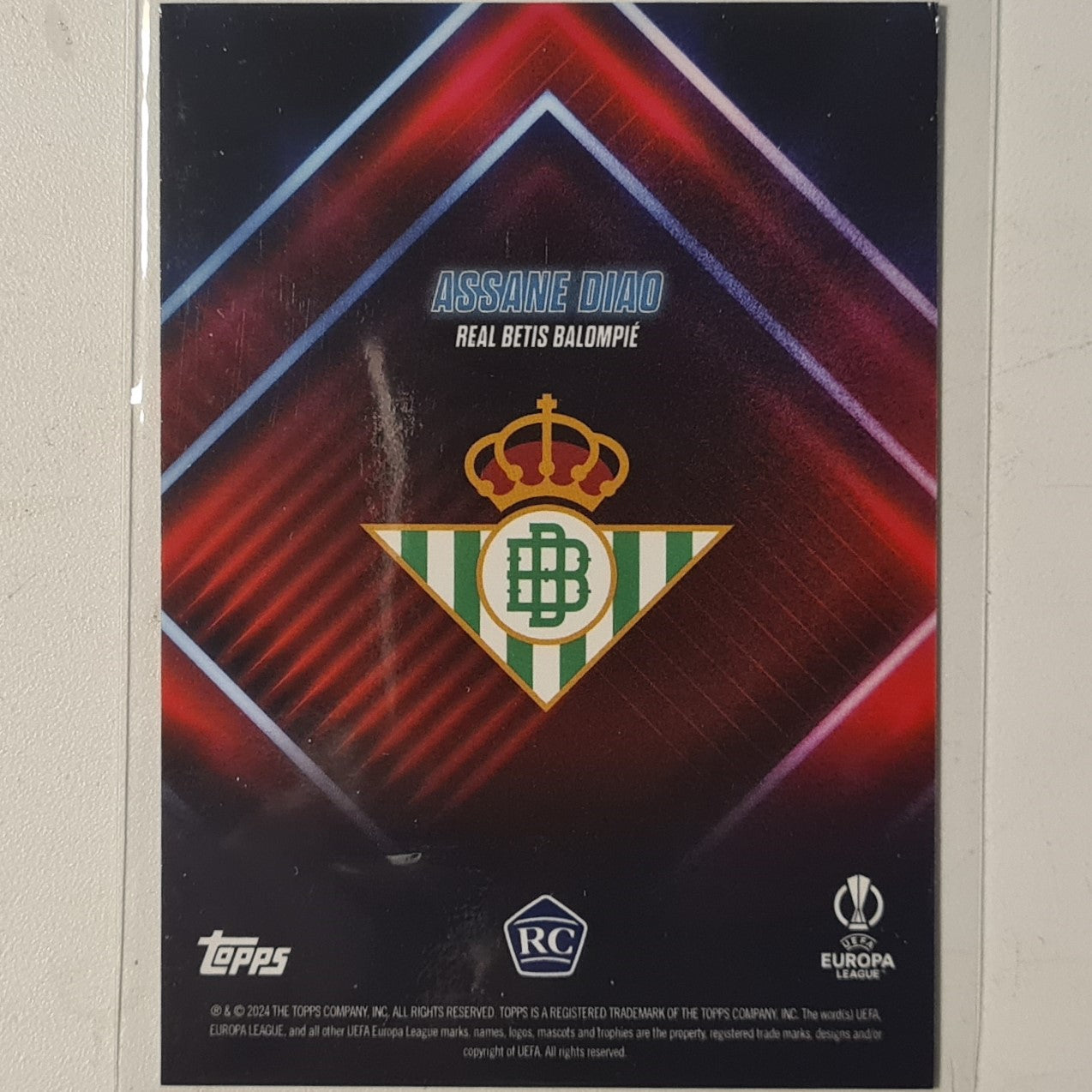 Assane Diao 2024 Topps show time champions league Rookie RC Football Real Betis Ex-Mint Sleeved
