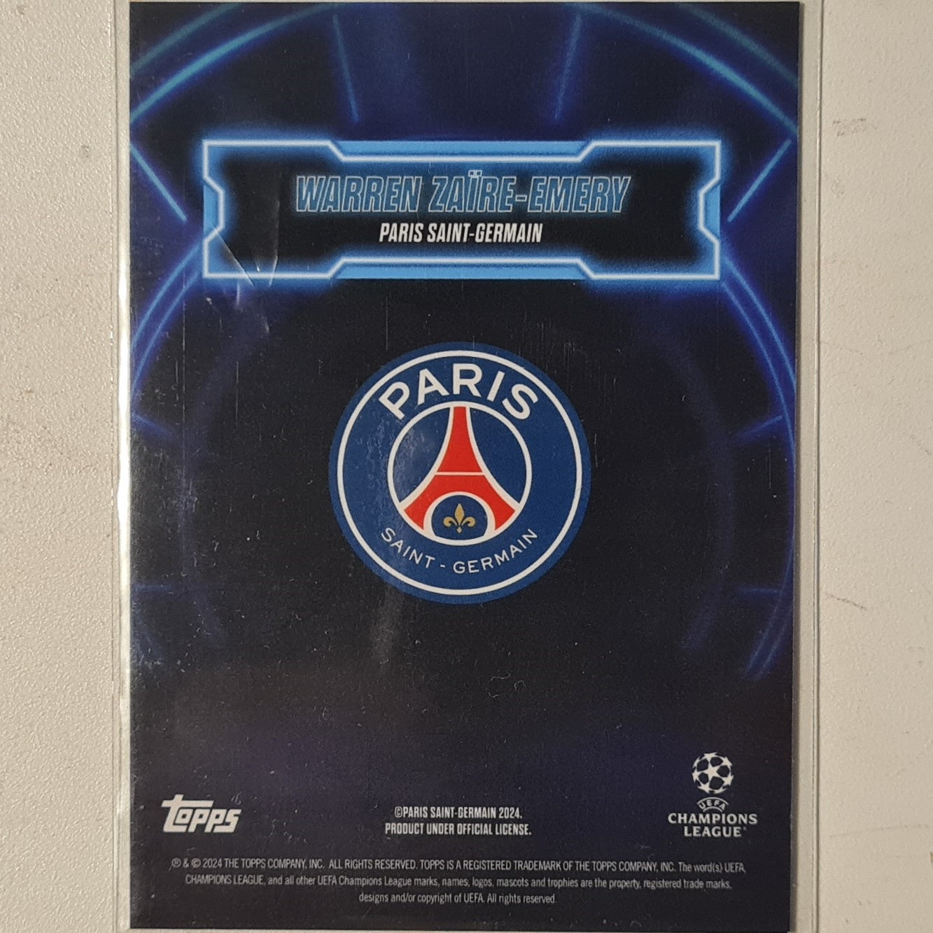Warren Zaire-Emery 2024 Topps show time champions league Show Up Football Paris Saint Germain Ex-Mint Sleeved