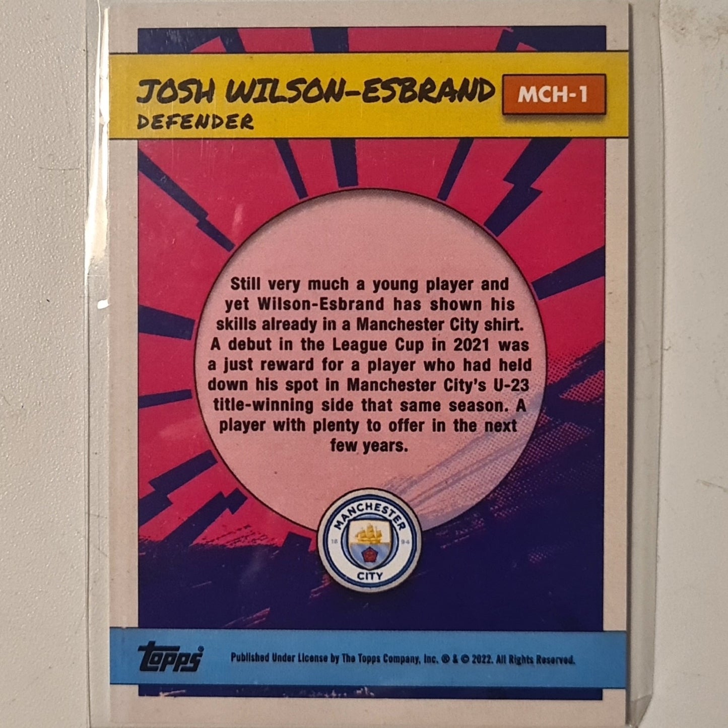 Josh Wilson-Esbrand 2022 Topps Manchester City Fan set Rookie RC MCH-1  Football Manchester City ex-mint cased